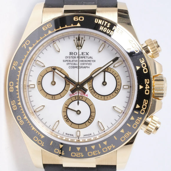 ROLEX 2024 NEW YELLOW GOLD DAYTONA OYSTER FLEX WHITE DIAL 126518LN BOX & PAPERS $38,500