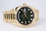 ROLEX  YELLOW GOLD DAY-DATE PRESIDENT 36 GREEN OMBRE DIAMOND DIAL MINT 128238 BOX & PAPERS $46,500
