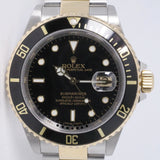 ROLEX 2005 SUBMARINER TWO TONE BLACK 16613LN BOX & PAPERS $11,500