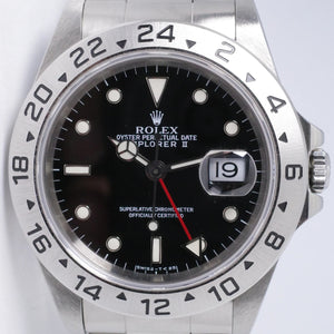 ROLEX 1997 EXPLORER II BLACK DIAL CASE MINT 16570 BOX & PAPERS