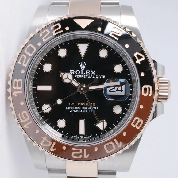 ROLEX 2025 NEW TWO TONE GMT MASTER II ROSE GOLD & STEEL ROOT BEER 126711 BOX & PAPERS