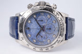 ROLEX WHITE GOLD ZENITH DAYTONA SODALITE DIAMOND DIAL WATCH & BOX 16519 $39,975
