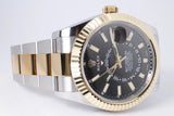 ROLEX 2021 TWO TONE SKY-DWELLER BLACK DIAL OYSTER BRACELET 326933 BOX & PAPERS $17,500
