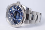 ROLEX 2019 SKY-DWELLER STAINLESS STEEL OYSTER BRACELET BLUE DIAL OYSTER 326934  BOX & PAPERS