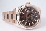 ROLEX 2023 EVEROSE GOLD SKY-DWELLER CHOCOLATE BROWN DIAL 336935 MINT, LIKE NEW BOX & PAPERS