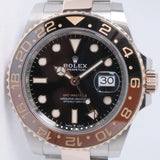 ROLEX TWO TONE GMT MASTER II ROSE GOLD & STEEL ROOT BEER 126711 BOX & PAPERS