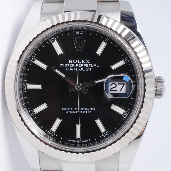 ROLEX 2021 DATEJUST 41 BLACK DIAL OYSTER BRACELET 126334 BOX & PAPERS