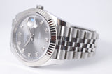 ROLEX DATEJUST 41 GREY RHODIUM DIAMOND DIAL JUBILEE BRACELET 126334 BOX & PAPERS