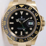 ROLEX YELLOW GOLD GMT MASTER II BLACK DIAL 116718 BOX & PAPERS