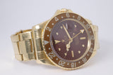 ROLEX VINTAGE YELLOW GOLD GMT ROOT BEER NIPPLE DIAL 1676 WATCH $36,000