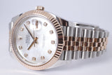 ROLEX 2019 DATEJUST 41 MOTHER OF PEARL DIAMOND DIAL TWO TONE EVEROSE JUBILEE BRACELET 126331 BOX & PAPERS