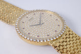 PIAGET MENS VINTAGE YELLOW GOLD DANCER, DIAMOND RUBY DIAL, MANUAL WIND WATCH MINT UNPOLISHED BOX & PAPERS $15,800