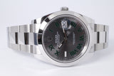ROLEX 2025 NEW DATEJUST 41 STAINLESS STEEL SMOOTH BEZEL WIMBLEDON DIAL 126300 BOX & PAPERS $10,800