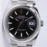ROLEX DATEJUST 36 SMOOTH BEZEL BLACK DIAL MINT 126200 BOX & PAPERS $7,975