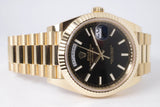 ROLEX 2025 YELLOW GOLD DAY-DATE 40 BLACK DIAL BOX & PAPERS 228238