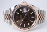 ROLEX 2018 DATEJUST 41 TWO TONE ROSE GOLD CHOCOLATE  DIAL OYSTER BRACELET 126331 BOX & PAPERS