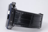 HUBLOT 45mm CLASSIC FUSION CHRONOGRAPH BLACK CERAMIC BLUE DIAL 521.CM.7170.LR LIKE NEW BOX & PAPERS