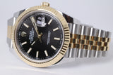 ROLEX 2024 DATEJUST 41 TWO TONE JUBILEE BLACK DIAL 126333 BOX & PAPERS $17,500
