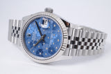 ROLEX NEW 2024 DATEJUST 31 BLUE FLORAL DIAMOND DIAL 278274 BOX & PAPERS $12,975