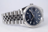 ROLEX 2025 DATEJUST 36 STAINLESS STEEL BLUE DIAL WHITE GOLD FLUTED BEZEL, JUBILEE BRACELET 126234 BOX & PAPERS $11,975
