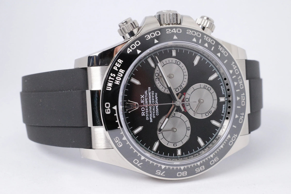 ROLEX NEW 2023 WHITE GOLD DAYTONA OYSTER FLEX BLACK DIAL 126519LN BOX ...