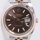 ROLEX 2022 DATEJUST 41 TWO TONE ROSE GOLD CHOCOLATE DIAL JUBILEE BRACELET 126331 BOX & PAPERS