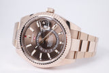 ROLEX 2023 EVEROSE GOLD SKY-DWELLER CHOCOLATE BROWN DIAL 336935 MINT, LIKE NEW BOX & PAPERS