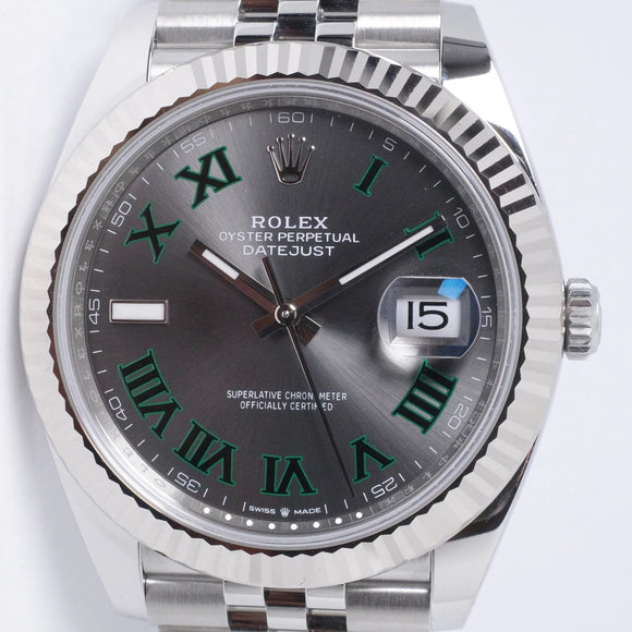 ROLEX 2025  NEW DATEJUST 41 SLATE GREEN ROMAN 