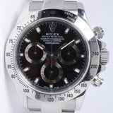 ROLEX DAYTONA STAINLESS STEEL BLACK DIAL 116520 WATCH & BOX $18,500