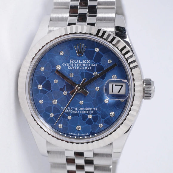 ROLEX NEW 2024 DATEJUST 31 BLUE FLORAL DIAMOND DIAL 278274 BOX & PAPERS $12,975