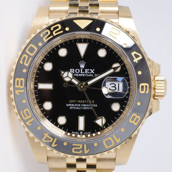 ROLEX 2023 YELLOW GOLD GMT MASTER II JUBILEE BRACELET 126718 BOX PAPERS