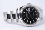 ROLEX DATEJUST 36 SMOOTH BEZEL BLACK DIAL MINT 126200 BOX & PAPERS $7,975