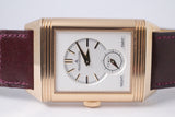 JAEGER LECOULTRE 2021 REVERSO TRIBUTE DUOFACE FAGLIANO BURGUNDY & SILVER DIAL Q398256J BOX & PAPERS