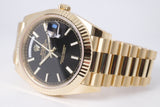ROLEX 2025 YELLOW GOLD DAY-DATE 40 BLACK DIAL BOX & PAPERS 228238