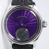 GARRICK S6 PURPLE ENGINE TURNED DIAL & EXHIBITION BACK WITH BOX $9,975