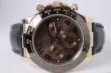 ROLEX EVEROSE GOLD DAYTONA OYSTER FLEX CHOCOLATE ARABIC NUMERAL DIAL 116515LN BOX & PAPERS