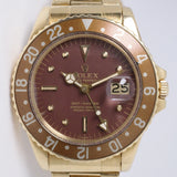 ROLEX VINTAGE YELLOW GOLD GMT ROOT BEER NIPPLE DIAL 1676 WATCH $36,000