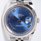 ROLEX DATEJUST 41 BLUE ROMAN DIAL FLUTED BEZEL JUBILEE BRACELET 126334 BOX & PAPERS