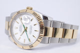 ROLEX TURN-O-GRAPH TWO TONE WHITE DIAL JAPAN LIMITED EDITION 116263 BOX & PAPERS $17,500
