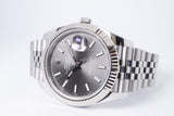 ROLEX DATEJUST 41 WHITE GOLD FLUTED BEZEL SLATE GREY DIAL JUBILEE BRACELET 126334 BOX & PAPERS