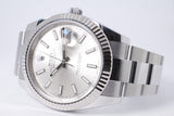 ROLEX 2025 NEW DATEJUST 41 SILVER DIAL, FLUTED BEZEL, 126334 BOX & PAPERS $13,500