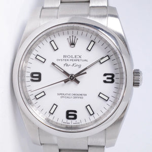 ROLEX OYSTER PERPETUAL 34 "AIR-KING" STAINLESS STEEL WHITE 369 DIAL 114200 BOX & PAPERS