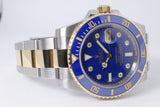 ROLEX TWO TONE SUBMARINER BLUE DIAMOND DIAL 116613 BOX & PAPERS