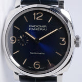 PANERAI RADIOMIR 1940 STAINLESS STEEL BLUE DIAL MINT LIKE NEW BOX & PAPERS $6,200