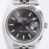 ROLEX DATEJUST 41 WHITE GOLD FLUTED BEZEL SLATE GREY DIAL JUBILEE BRACELET 126334 BOX & PAPERS