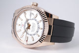 ROLEX 2024 EVEROSE GOLD SKY DWELLER OYSTER FLEX WHITE DIAL 326235 BOX & PAPERS