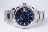 ROLEX 31mm DATEJUST BLUE DIAL SMOOTH BEZEL OYSTER BRACELET 178240 BOX & PAPERS