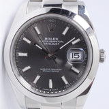 ROLEX 2024 DATEJUST 41 SMOOTH BEZEL OYSTER BRACELET RHODIUM GREY 126300 BOX & PAPERS $8,250