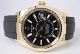 ROLEX 2023 YELLOW GOLD SKY DWELLER OYSTER FLEX BLACK DIAL 326238  BOX & PAPERS