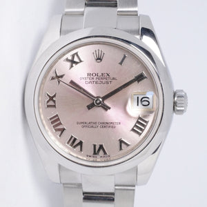 ROLEX 31mm DATEJUST PINK DIAL STAINLESS STEEL, FLAT BEEL OYSTER BRACELET 178240 BOX & PAPERS $5,950